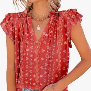 Women's Casual V Neck Top (L)